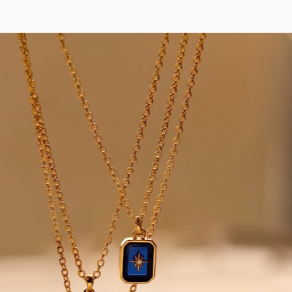 EUC Caitlyn Minimalist North Star September Birthstone Pendant Necklace with box